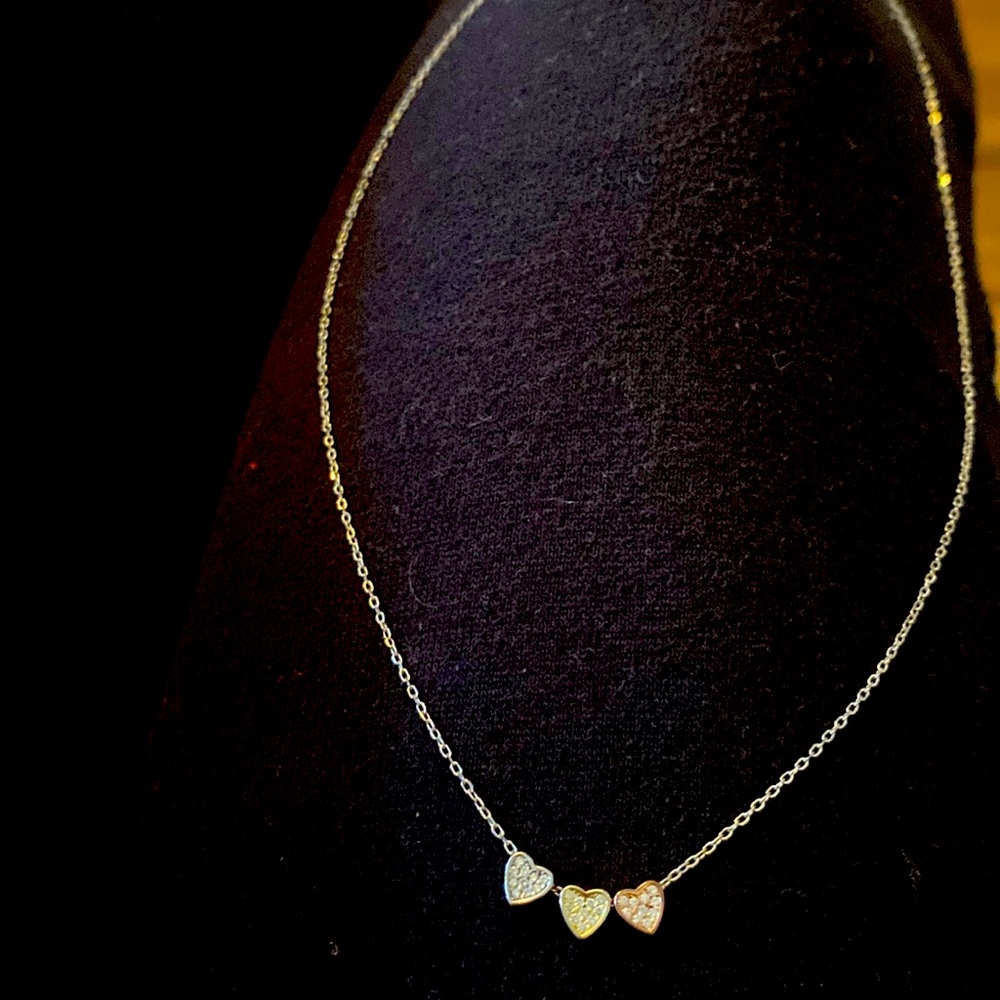 Triple heart silver necklace